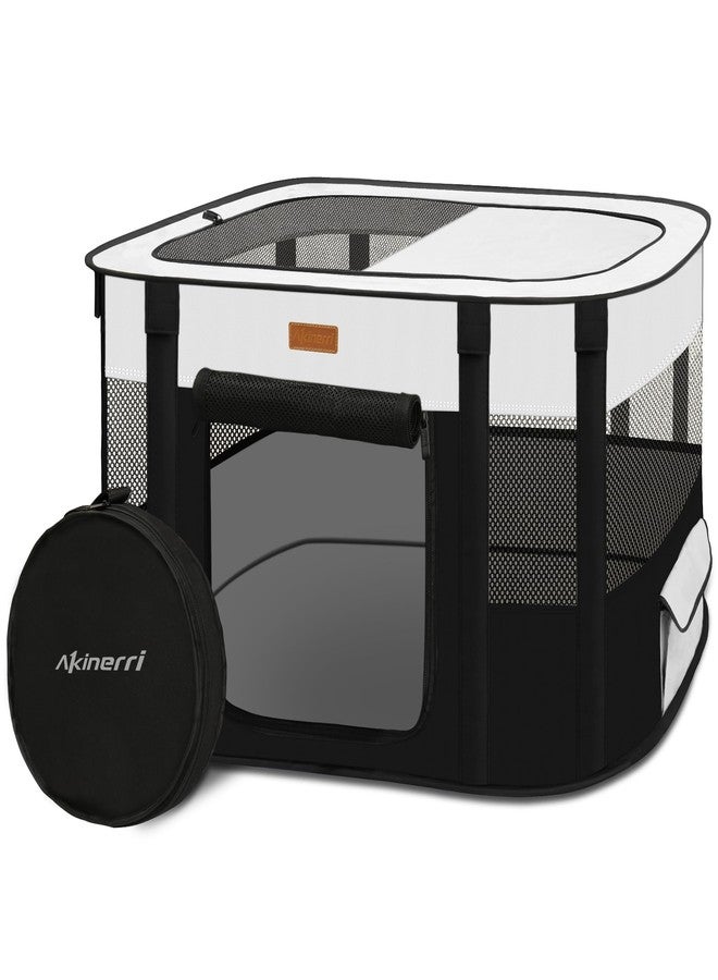 Akinerri Dog Playpen - Foldable Cat Play Pens for Pubby,Kitten, Rabbit,Portable Pet Tent with Carring Bag for Indoor/Outdoor Travel Camping (Black-Small) - Image 1